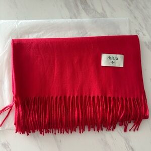 HALARA Bold Red Fringe Scarf NEW